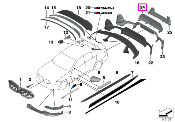 Difuzor spate, carbon, M Performance - BMW Seria 3 G20 G21