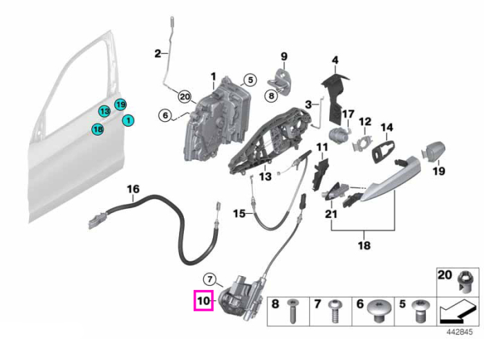 Modul inchidere Soft-Close, usa fata, dreapta (Soft-Close-Automatic) - BMW X5 F15 F85 M, X6 F16 G06 F86 F96 M
