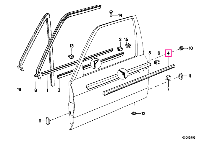 Ornament cromat usa fata, stanga - BMW Seria 3 E30