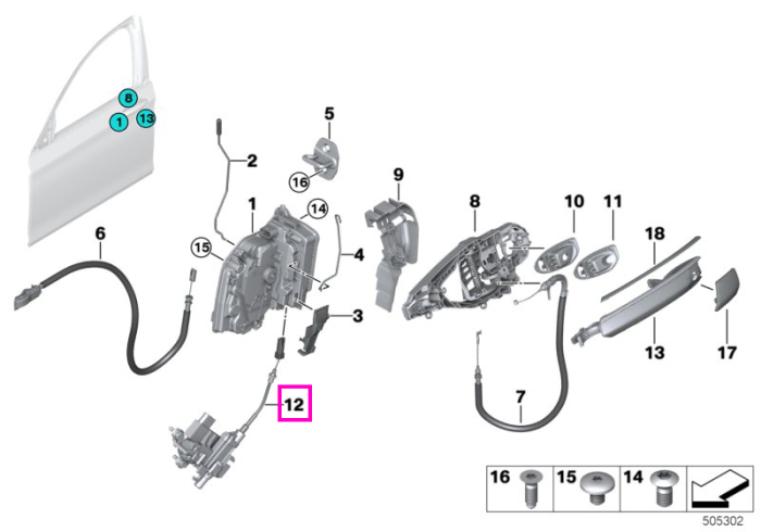 Mecanism inchidere asistata usa fata, dreapta - BMW Seria 7 G11 G12	