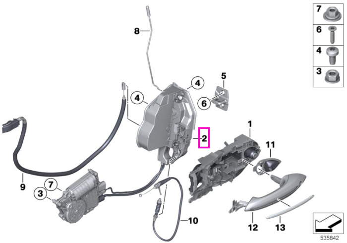 Sistem complet de blocare, usa fata, dreapta - BMW Seria 6 F12 F13