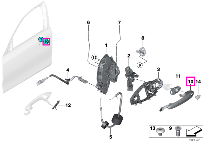 Maner exterior usa fata, stanga, primerizat, CA/OVT/NFC - BMW Seria 1, Seria 2, Seria 3, Seria 4, Seria 5, Seria 6, Seria 8, i3L G28, iX3 G08, X3 G01 G08 F97 M, X4 G02 F98 M, X5 G05 G18 F95 M, X6 G06 F96 M, X7 G07, Z4 G29