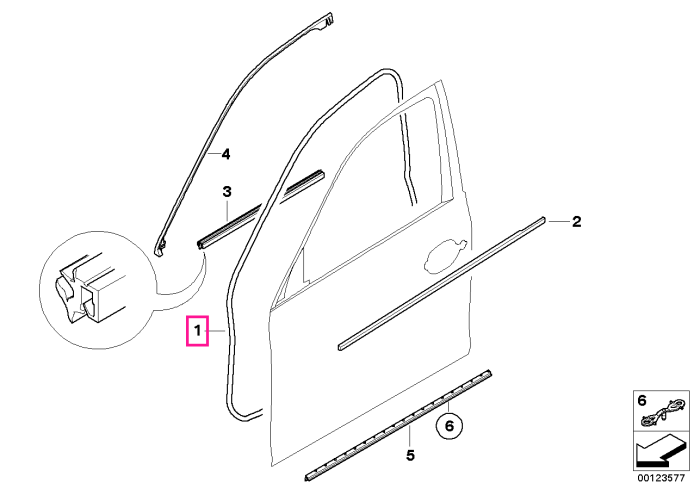 Garnitura etansare/Cheder usa fata - BMW Seria 5 E60 E61
