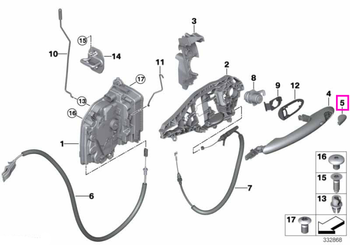 Capac cromat maner usa - Mini Cabrio F57, Clubman F54, Countryman F60, F55, F56