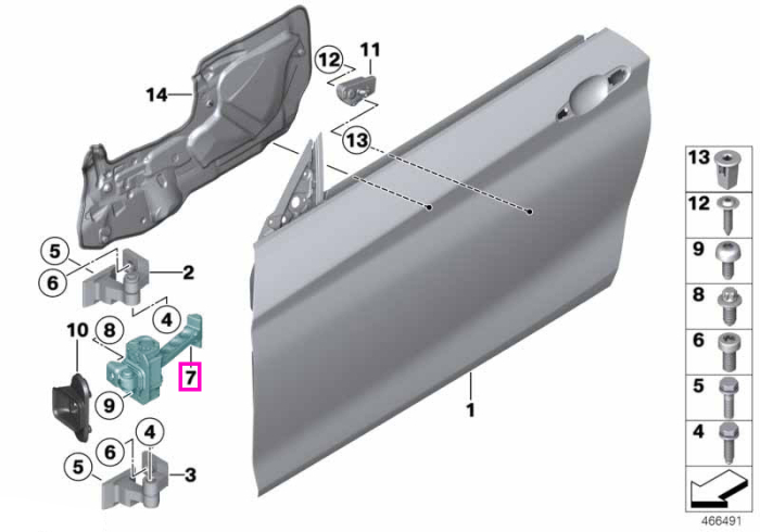  Limitator deschidere usa fata dreapta - BMW Seria 3 F34 GT	