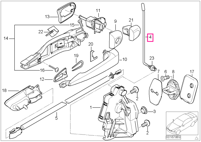 Tija actionare mecanism inchidere, usa fata, dreapta - BMW Seria 3 E46