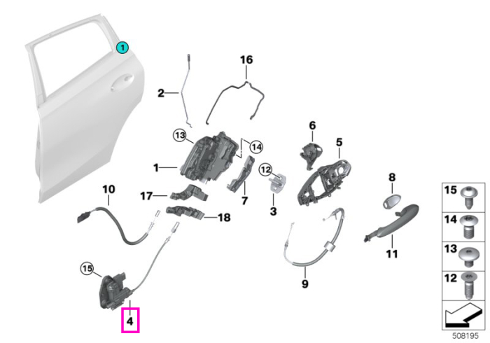 Mecanism inchidere asistata usa spate, dreapta (Soft Close Automatic) - BMW X6 G06 F96 M
