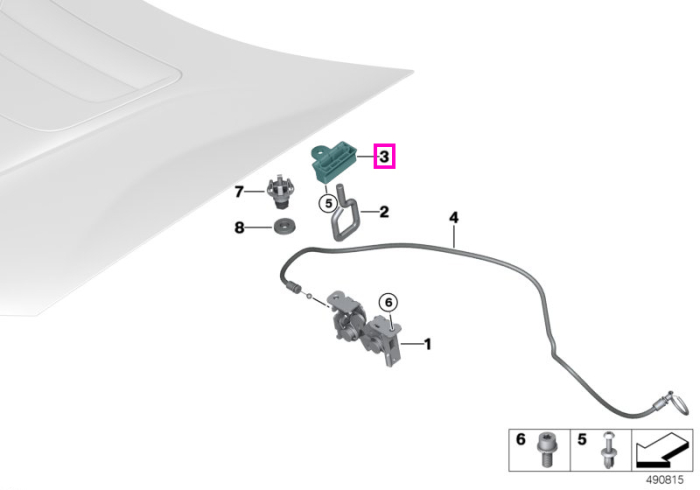 Siguranta capota motor - BMW Seria 1 E81 E82 E87 E88, Seria 3 E90 E91 E92 E93, Seria 5 E60 E61, Seria 6 E63 E64, Seria 7 E65 E66, i8 I12 I15, X1 E84, X3 E83, Z4 E85 - Mini Cabrio R57, Clubman R55, Countryman R60, Coupe R58, Paceman R61, Roadster R59, R56