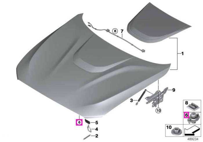 Tampon opritor capota - BMW Seria 1 F20 F21, Seria 2 F22 F23 F87 M2, Seria 3 F30 F31 F34 F35 F80 M3, Seria 4 F32 F33 F36 F82 M4 F83 M4, Seria 5 F90 M5 G30 G31 G38, Seria 7 G11 G12, i8 I12 I15, MS BMW Motorsport