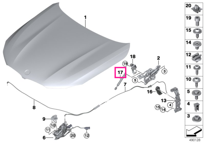 Amortizor gaz, capota motor activa (FGS) - Seria 5 G30 G31 G38 F90 M5, Seria 7 G11 G12