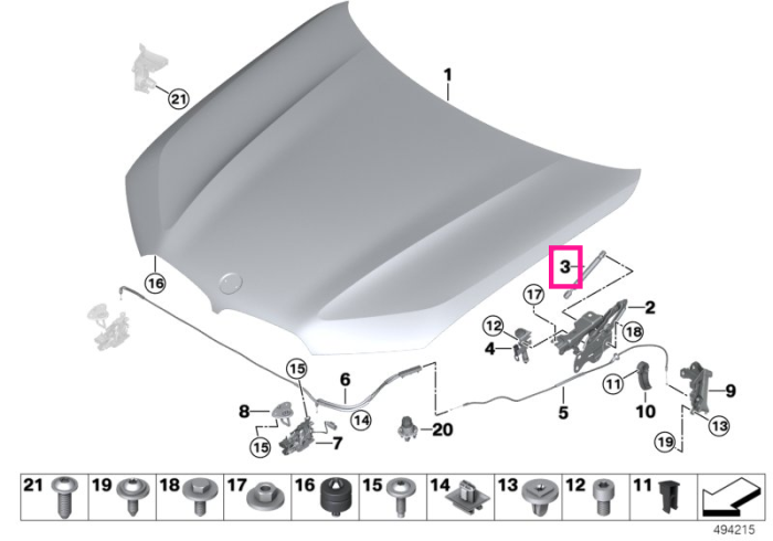 Amortizor gaz pasiv, capota motor - BMW X5 G05 G18 F95 M, X6 G06 F96 M, X7 G07