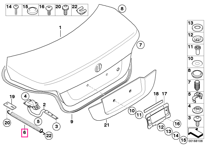 Arc tensionare capota portbagaj/hayon, 760N - BMW Seria 5 E60      