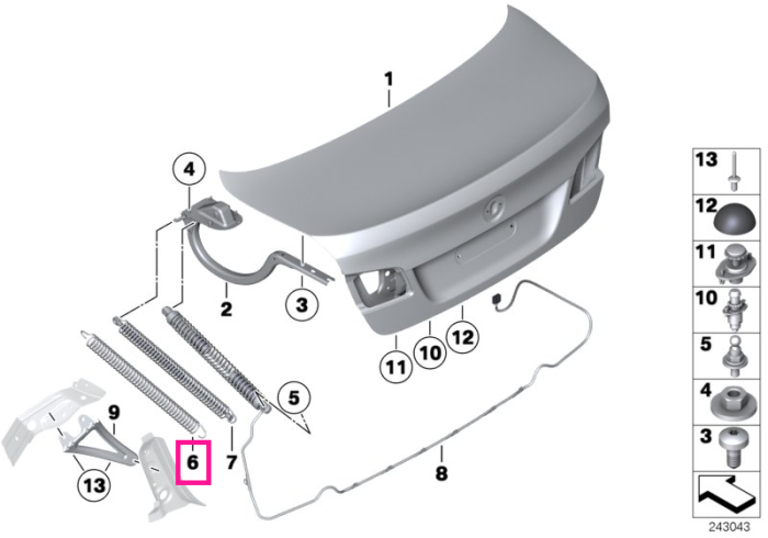 Arc tensionare capota portbagaj/haion, stanga - BMW Seria 5 F10 F18