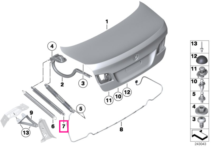 Arc tensionare capota portbagaj/haion, dreapta - BMW Seria 5 F10 F18