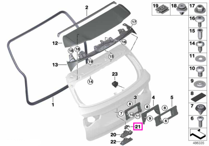 Contrasuport camera marsarier - BMW Seria 1 F40, Seria 2 F44 G42 G87 M2, Seria 3 G20 G21 G28 G80 G81 M3, Seria 5 G30 G31 G38 F90 M5, i3L G28 BEV, iX3 G08 BEV, X3 G01 G08 M F97, X4 G02 M F98, X5 G05 G18 M F95