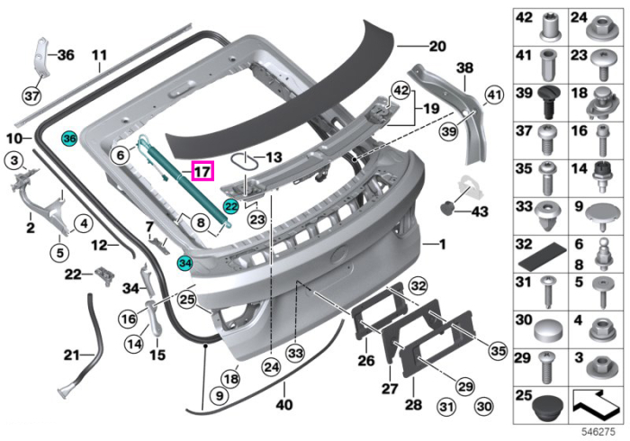 Amortizor/Telescop actionare hayon, stanga - BMW Seria 4 F36 Gran Coupe