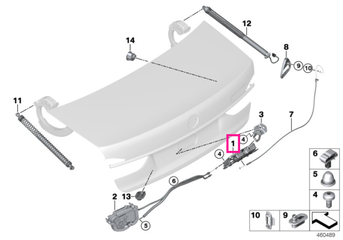 Mecanism inchidere/securizare, capota portbagaj - BMW Seria 3 G20 G28 G80 M3, Seria 4 G22 G82 M4, Seria 5 G30 G38 F90 M5, Seria 7 G11 G12, Seria 8 G14 G15 G16 F91 F92 F93 M8, i3L G28