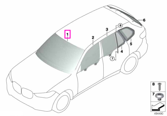 Parbriz tenta verde, preechipare senzori ploaie/lumina/ceata, ADCAM/HUD - BMW X5 G05 F95 M, X7 G07