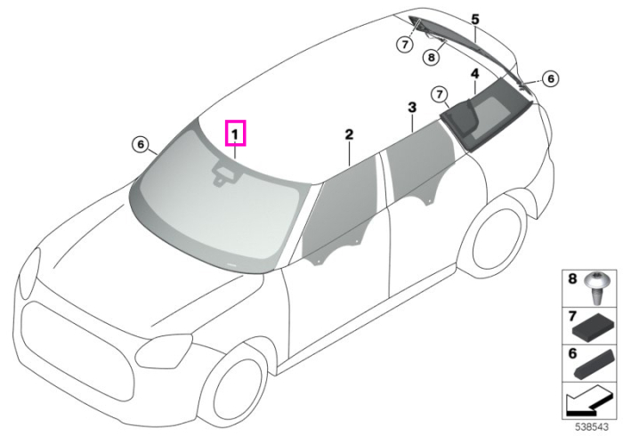 Parbriz tenta verde, preechipare senzori ploaie/lumina, anti-condens - Mini Countryman U25