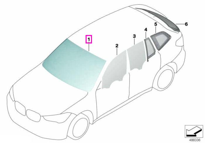Parbriz tenta verde, preechipare pentru senzori lumina / ploaie, anticondens (KAFAS) - BMW iX3 G08, X3 G01 G08 - fara Head-up display