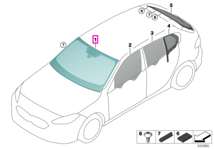 Parbriz tenta verde, preechipare pentru senzori lumina, ploaie, climatizare, anticondens - BMW Seria 1 F70