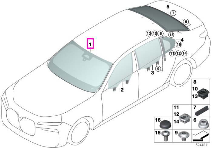 Parbriz tenta verde, preechipare senzori ploaie/lumina, anti-condens (ADCAM/HUD) - BMW Seria 7 G70