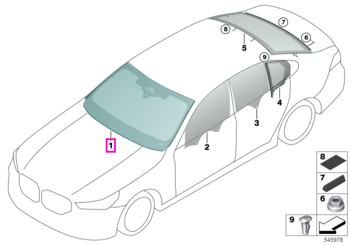 Parbriz tenta verde, preechipare senzori lumina, ploaie, climatizare, anti-condens - BMW Seria 5 G60 G61