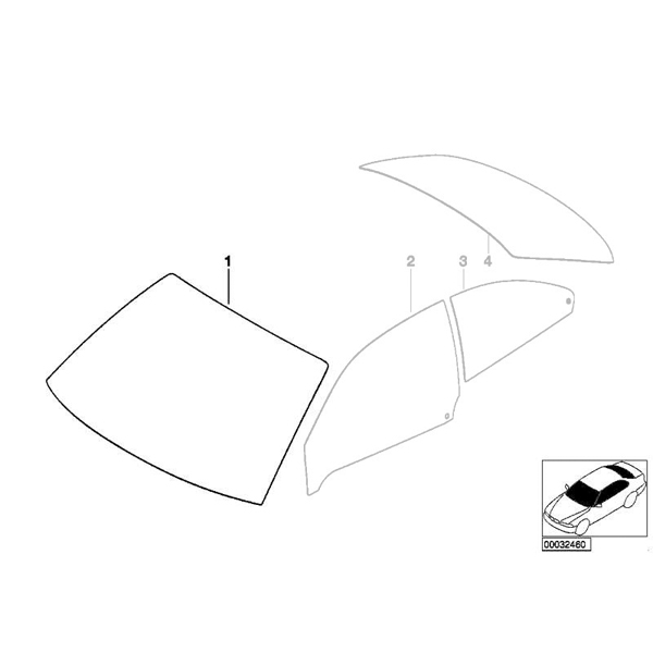 Parbriz tenta verde cu parasolar gri, preechipare senzor ploaie - BMW Seria 3 E46