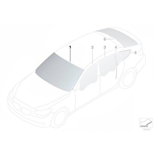 Parbriz tenta verde cu parasolar gri - BMW Seria 5 F07 GT