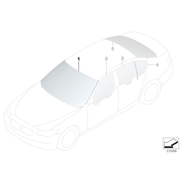 Parbriz tenta verde cu parasolar gri - BMW Seria 5 F10, F11