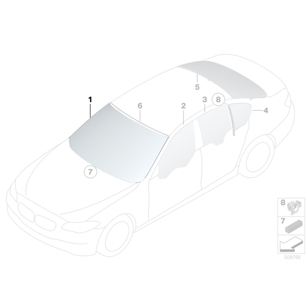 Parbriz tenta verde cu parasolar gri - BMW Seria F10, F11