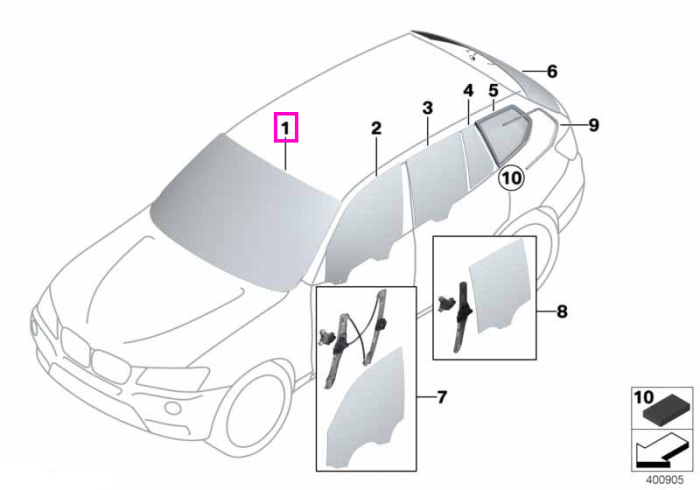 Parbriz tenta verde, preechipare senzor ploaie (RLSBS/KAFAS) - BMW X3 F25