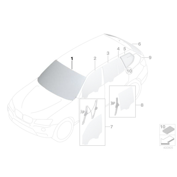 Parbriz tenta verde, preechipare senzor ploaie, RLSS/HUD/KAFAS - BMW X3 F25