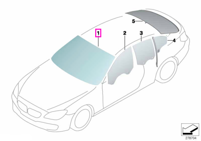 Parbriz tenta verde, infrarosu, HUD - BMW Seria 6 F06 F12 F13 - de la 01.07.2012