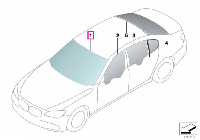 Parbriz tenta verde, infrarosu, KAFAS - BMW Seria 7 F01 F02 - cu 0358 Climate comfort windscreen