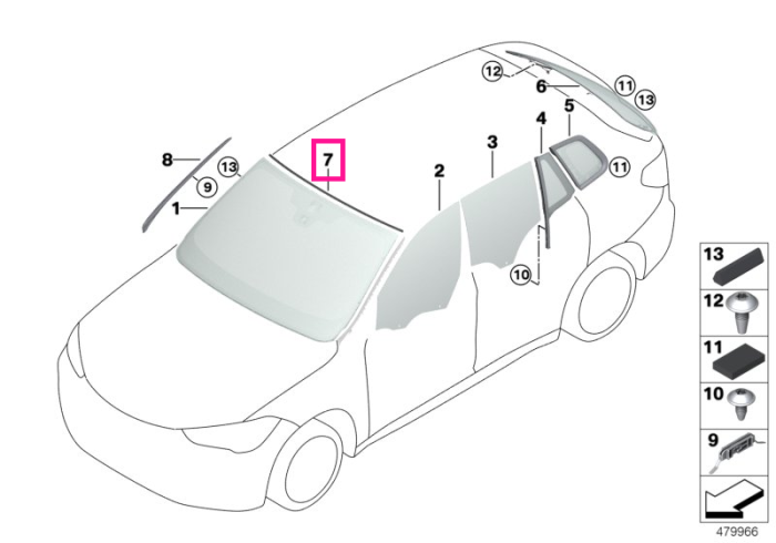 Garnitura superioara etansare parbriz - BMW X1 F48 F49