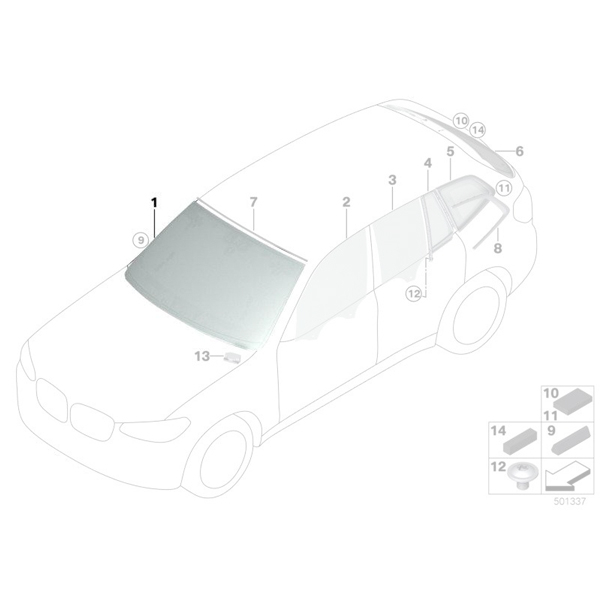 Parbriz tenta verde rain/light/condens (KAFAS/HUD) - BMW X3 G01, X3 M F97