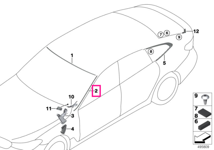 Ornament etansare parbriz, dreapta - BMW Seria 6 G32 GT