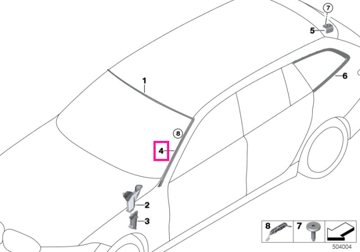 Ornament dreapta, etansare parbriz, negru mat - BMW Seria 3 G20 G21 G28 G80 G81 M3, i3L G28	