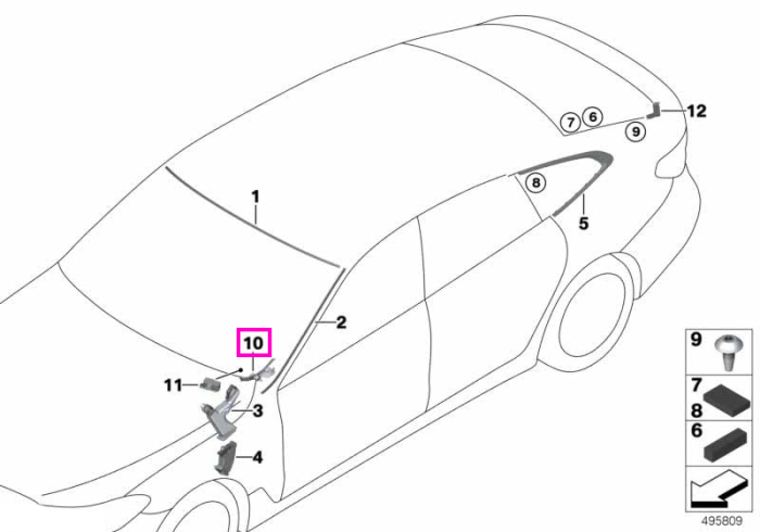 Ornament protectie lateral dreapta, baza parbriz - BMW Seria 6 G32 GT