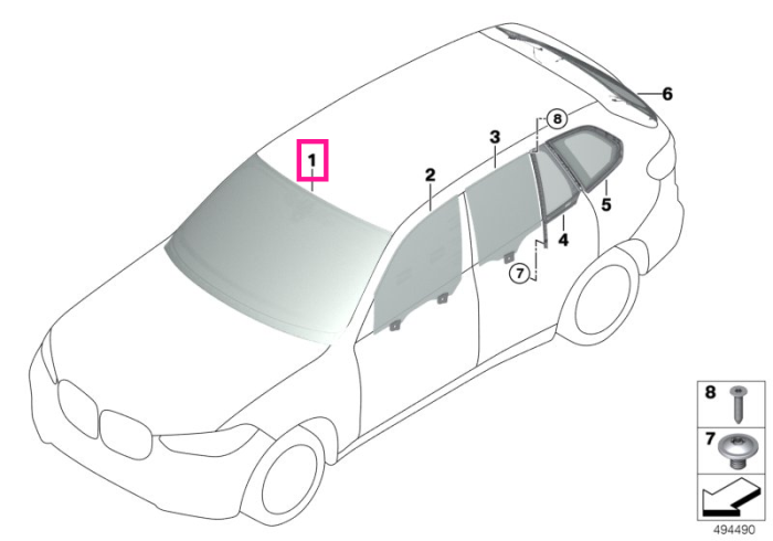 Parbriz tenta verde, preechipare senzori ploaie/lumina, anti-condens - BMW X5 G05, X7 G07