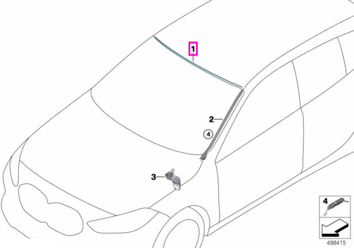 Garnitura superioara etansare parbriz - BMW Seria 1 F40 F70