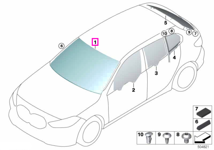 Parbriz tenta verde, preechipare senzori ploaie/lumina, anticondens, KAFAS/AKUSTIK - BMW Seria 1 F40