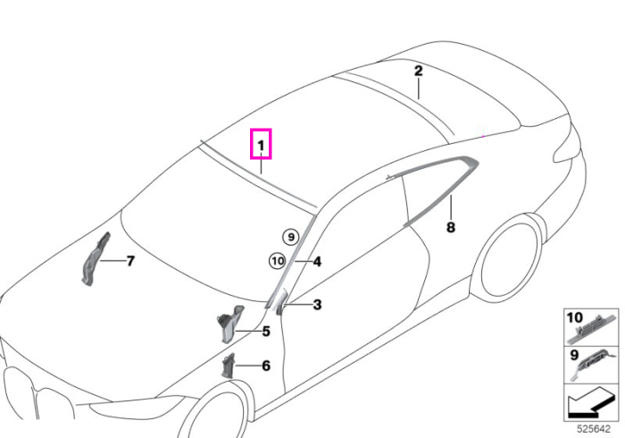 Ornament/Garnitura superioara parbriz - BMW Seria 4 G22 G23 G82 G83 M4