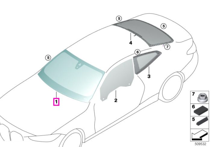 Parbriz tenta verde, preechipare senzori ploaie/lumina, anticondens, KAFAS - BMW Seria 4 G22 G23 G82 G83 M4