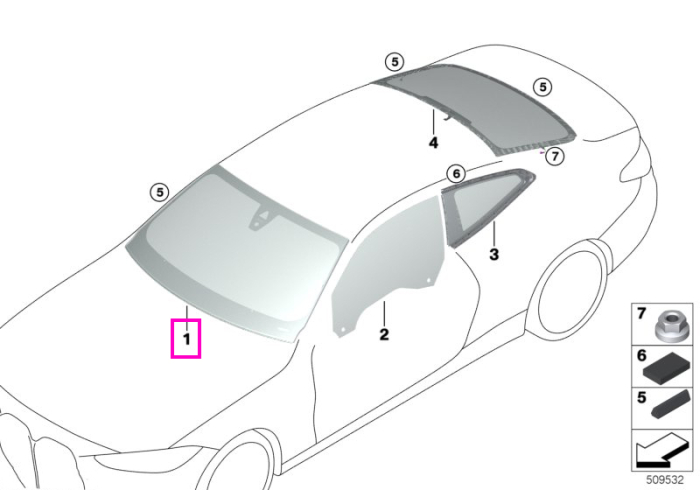 Parbriz tenta verde, preechipare senzori ploaie/lumina, anticondens (KAFAS/HUD) - BMW Seria 4 G22 G23 G82 G83 M4