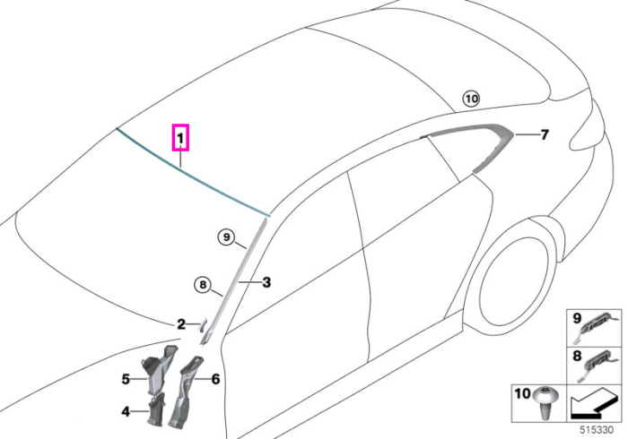 Ornament/Garnitura superioara etansare parbriz - BMW Seria 4 G26, i4 G26