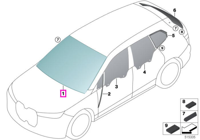 Parbriz tenta verde, preechipare senzori ploaie/lumina, anticondens, KAFAS/HUD/INFRA - BMW iX I20