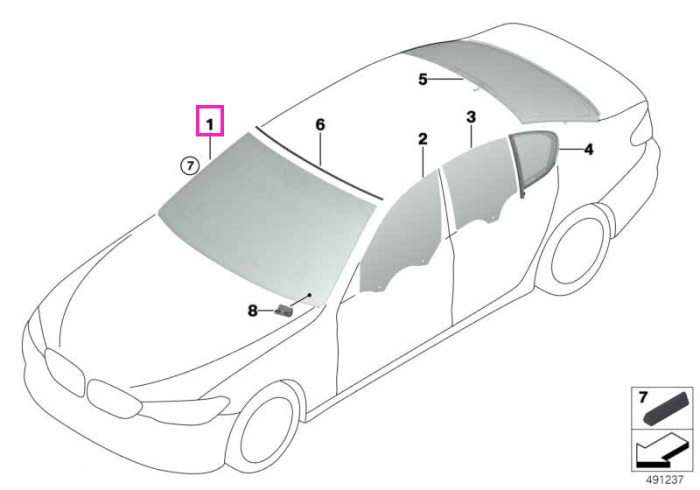 Parbriz tenta verde, anticondens, pregatire senzor ploaie/lumina (Kafas/Hud) - BMW Seria 5 F90M5 G30 G31