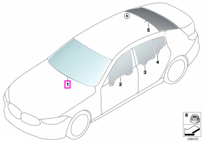 Parbriz tenta verde, preechipare senzor ploaie, HUD - BMW Seria 8 G16 F93 M8 - fara 0358 (Climate comfort windscreen)